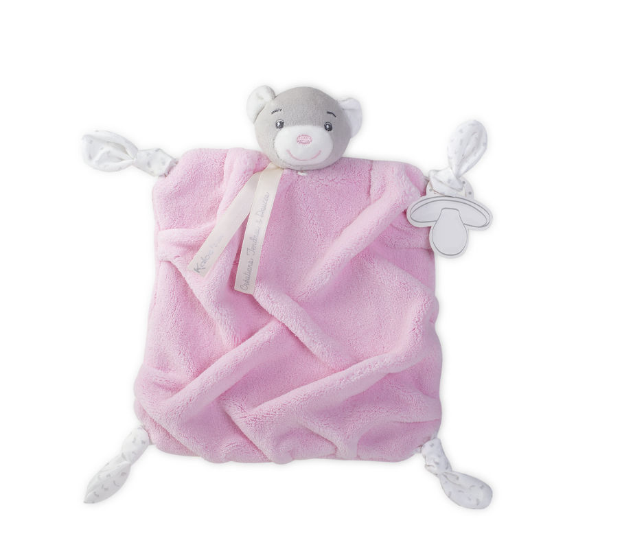  plume baby comforter bear pink grey 